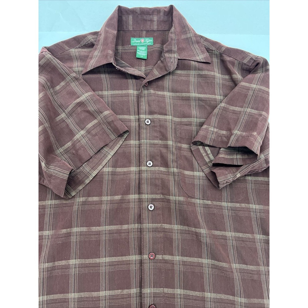 David Taylor Mens Button Down Shirt Red Size Large!! Short Sleeve!! (S1)